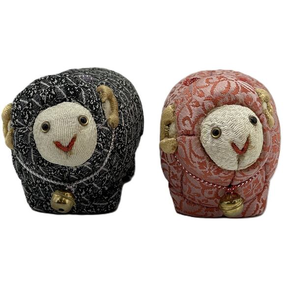 Lot of 2 Japanese Kimekomi Sheep Goat Ram Chinese Zodiac Figurine Doll 4.5" - Picture 2 of 13